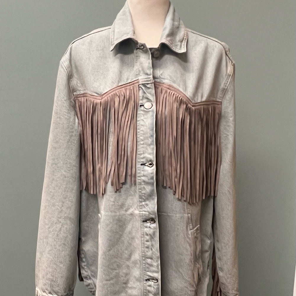 FREE PEOPLE FRINGE OUT DENIM JACKET